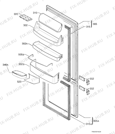 Взрыв-схема холодильника Aeg Electrolux SC71840-5I - Схема узла Door 003